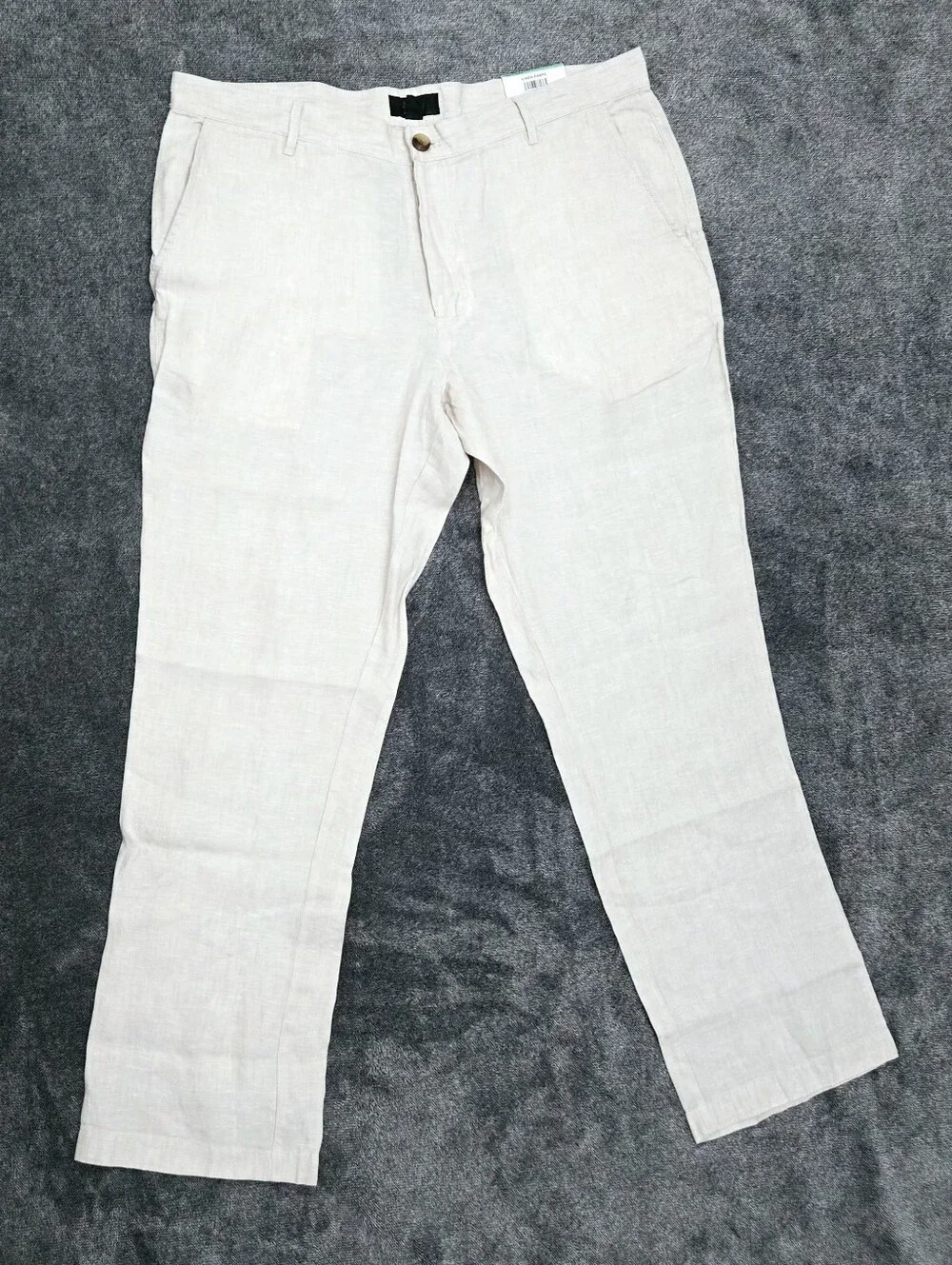 CLUB ROOM Luxury Pants Men's 36x30 Classic Flat Front 100 Linen Beige Resortwear